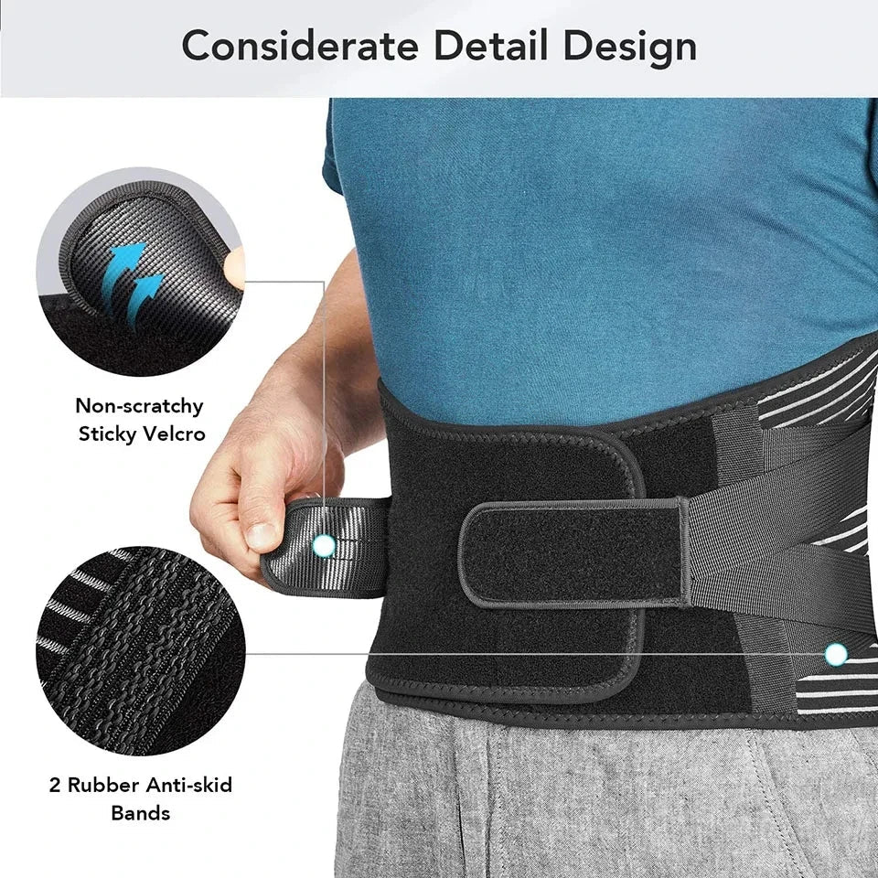 Adjustable Lumbar Support Belt — Double Pull Back Waist Orthopedic Corset for Spine Decompression, Back Pain Relief & Abdomen Toning
