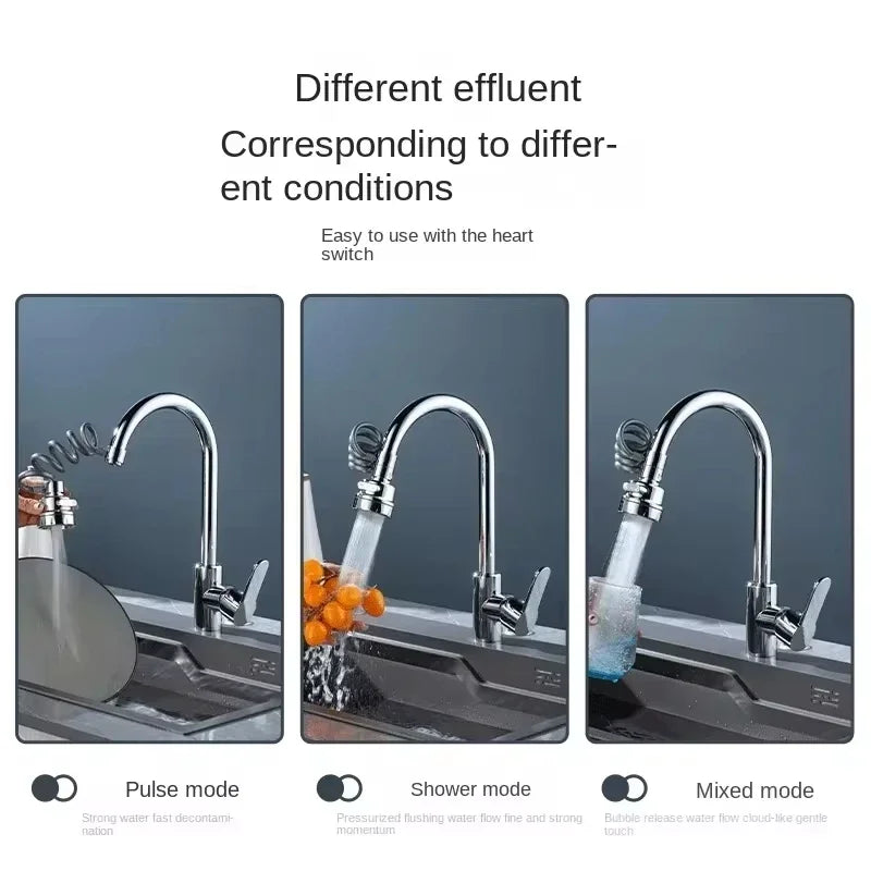 3-Mode Rotating Sink Faucet – 360° Water-Saving Filter Extension for Kitchen