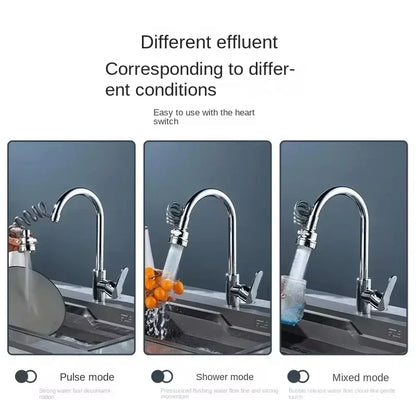 3-Mode Rotating Sink Faucet – 360° Water-Saving Filter Extension for Kitchen
