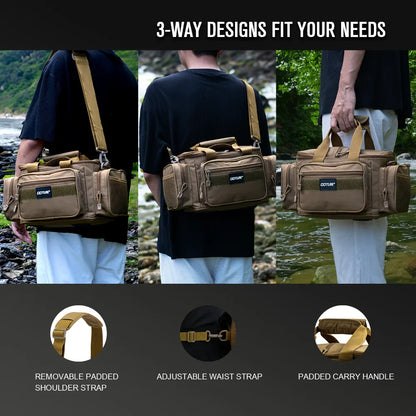 Goture 600D Oxford Fabric Fishing Bag - Durable High Capacity Crossbody Shoulder Bag for Men, Outdoor Gear Storage