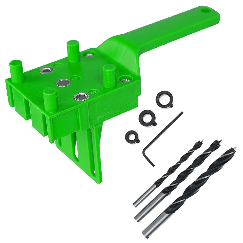 3-in-1 Self-Centering Dowel Jig Drill Guide Kit – 6/8/10mm Woodworking Straight Hole Punching & Joinery Positioning Tool
