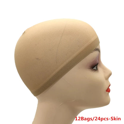 Ventilated Nylon Mesh Wig Cap – Stretchy, Breathable, Extra Thin Stocking Hairnets for Wigs, Available in 1/6/12 Bags