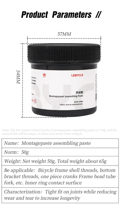 LEBYCLE Bicycle Interface Grease — Anti-Noise Lubricant for Mountain & Road Bike Hubs, Shafts, and Assembly