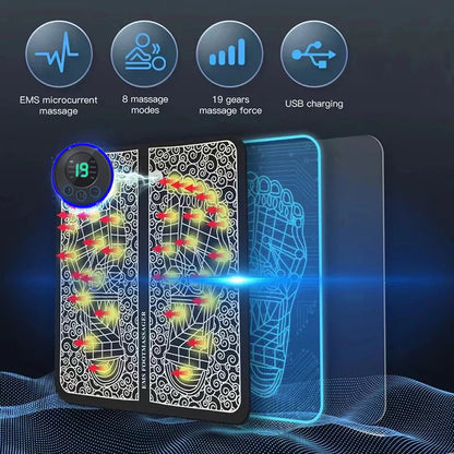 EMS Foot Massager Pad – USB Rechargeable Reflexology Device for Acupoint Massage, Muscle Stimulation, Pain Relief & Improved Circulation