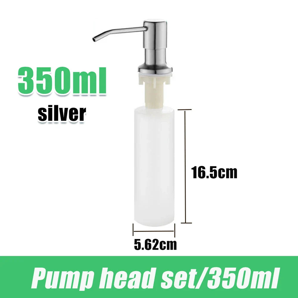 304 Stainless Steel Kitchen Sink Soap Dispenser — Extension Tube & Pump Head for 350/500ml Dish Soap Bottles