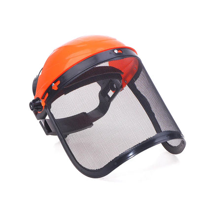 Stainless Steel Garden Grass Trimmer Safety Helmet Hat with Full Face Mesh Protective Mask for Brush Cutter Forestry Protection - 1PC