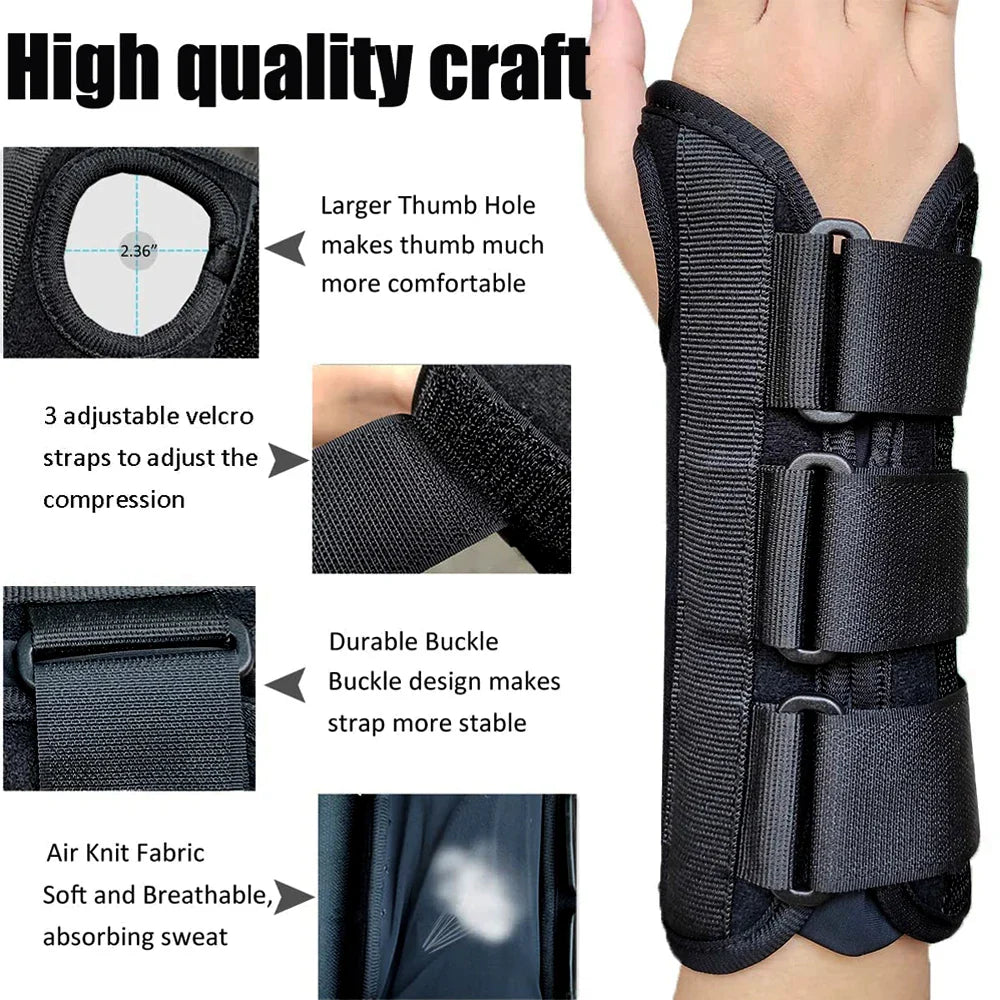 Adjustable Wrist Brace for Carpal Tunnel Relief — Night Support with Splints for Injury, Pain, Sprain, and Tendonitis