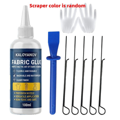 100ml Fabric Glue Set - Clear Waterproof Washable Adhesive for No-Sew Clothing and DIY Repairs