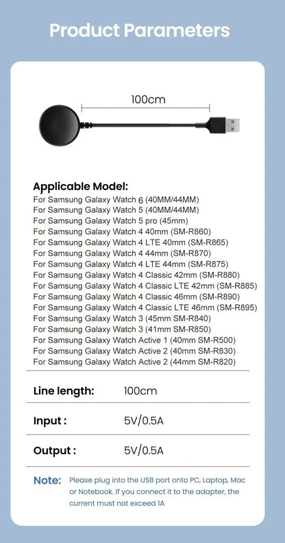 Magnetic Wireless Watch Charger – Fast Charging Dock for Samsung Galaxy Watch 8/7/6/5 Pro/5/4/3 Active 2, Portable Charging Station