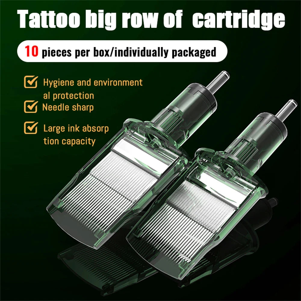 10PCS Large Cartridge Tattoo Needles – Professional Tattoo Equipment for Bold & Big Ink Work