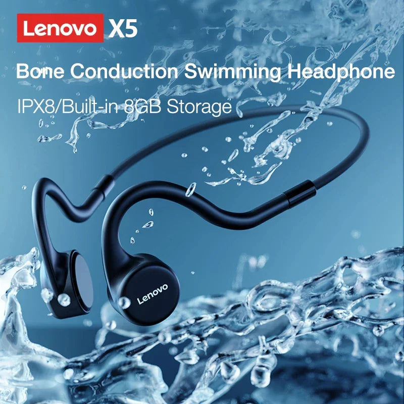 Lenovo X3 Pro Bone Conduction Earphones – Wireless Bluetooth HiFi Ear-Hook Headset with Mic, Waterproof Earbuds