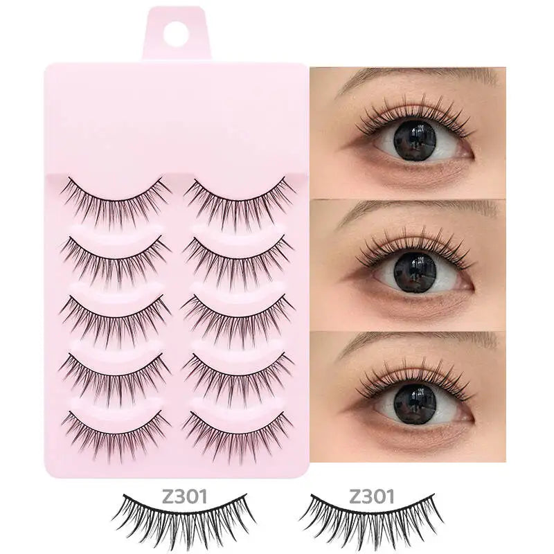 DINGSEN 5 Pairs Manga Style False Eyelashes — Soft, Natural, Long Anime Wispy Strip Lashes for Makeup