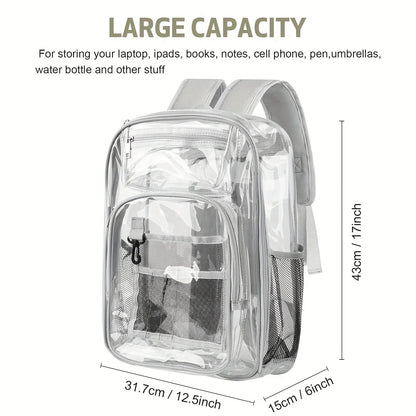 Clear PVC Backpack – Large Heavy Duty See-Through Bookbag with Reinforced Straps for School