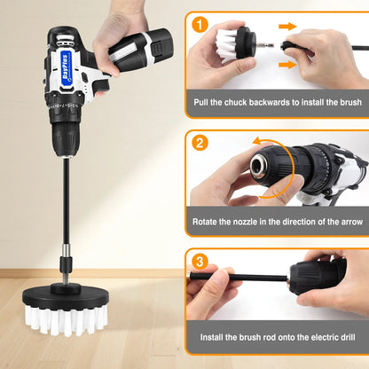 Cordless Drill Brush Kit - All-Purpose Electric Spin Scrubber & Cleaning Brush for Drilling and Cleaning Tasks