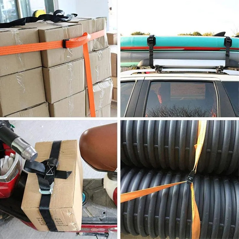 25MM x 2M Zinc Alloy Cargo Straps - Heavy-Duty Pressure Buckle Tensioner for Luggage and Pallet Securing