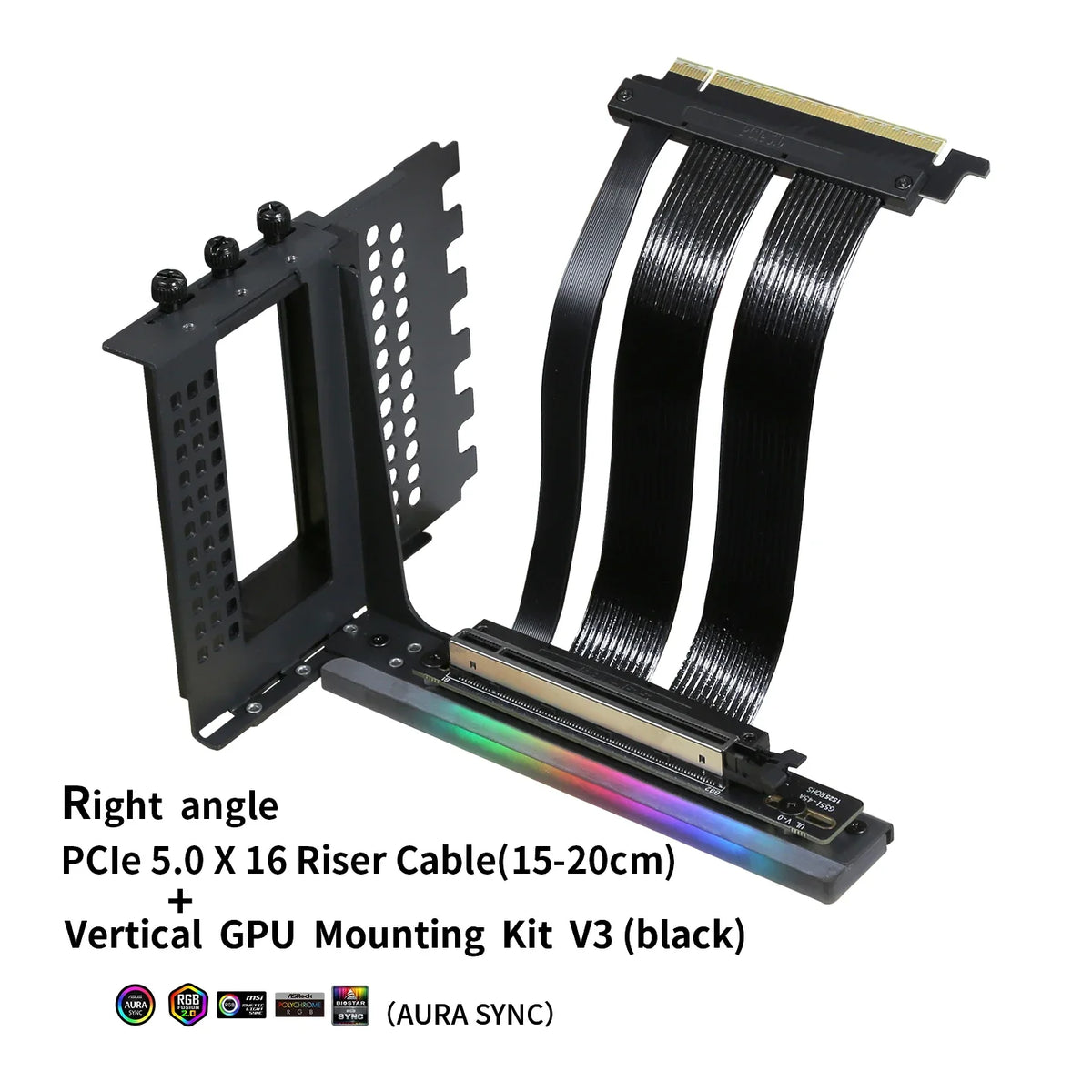 PCIe 5.0 X16 GPU Riser Cable - Gen5 128GB/s Right-Angle Graphics Card Extension for Vertical PC Mounting
