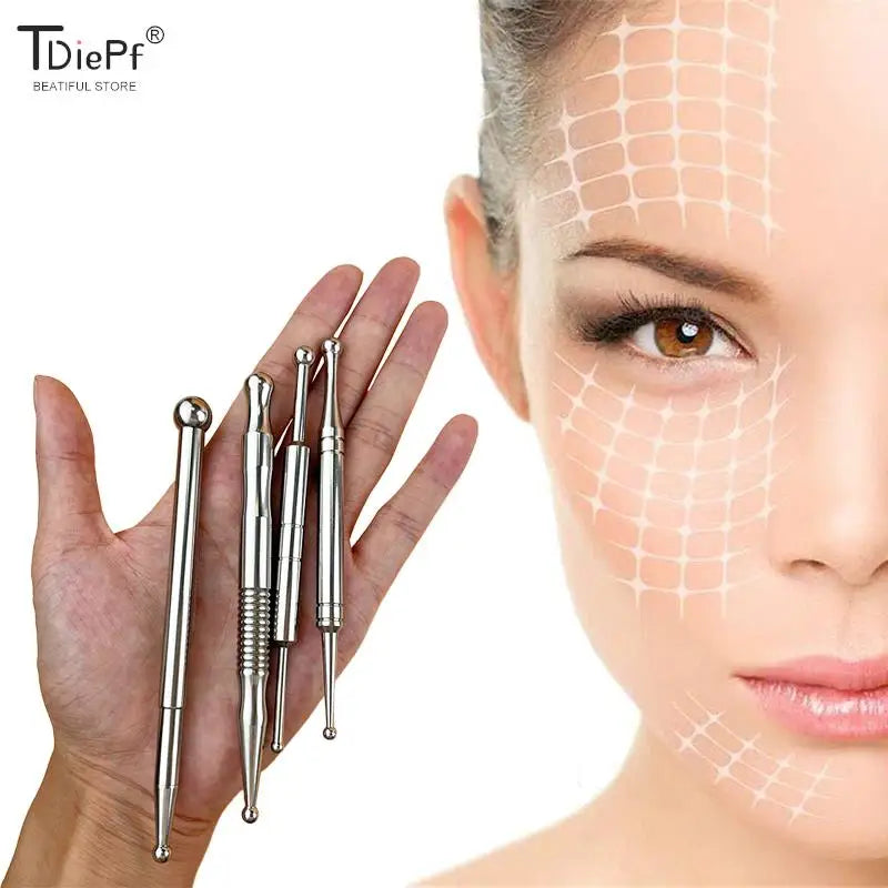 Manual Acupuncture Pen with Terahertz Energy Stone | Trigger Point Massager Stick for Face & Body Relaxation