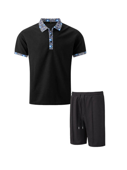 2025 Men's Summer Waffle Knit Short Set – Solid Color Zip-Up Lapel Shirt & Shorts | European & US Style