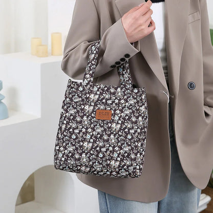 Fashionable Thickened Cotton Handbag — Large Capacity Tote, Mommy Bag, Lunch Box Storage Pouch, Commuter Handheld Bag