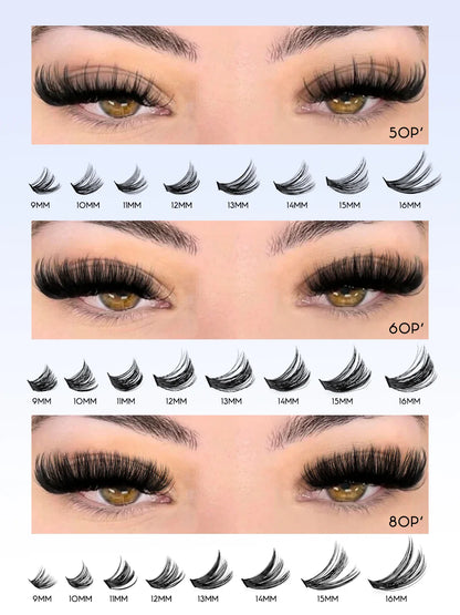 GROINNEYA Eyelash Clusters Kit – Large Capacity Wispy Individual Lashes for Natural DIY Extensions, Beginner-Friendly