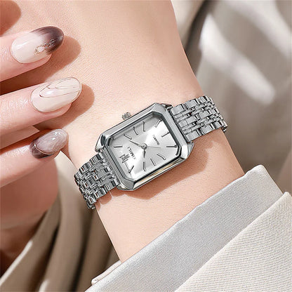 Luxury Women's Square Quartz Watch – Gold-Plated Stainless Steel Business Timepiece