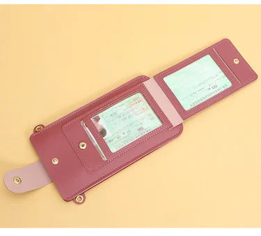 Women's Soft Leather Wallet Crossbody Bag – Touch Screen Phone Purse with Shoulder Strap