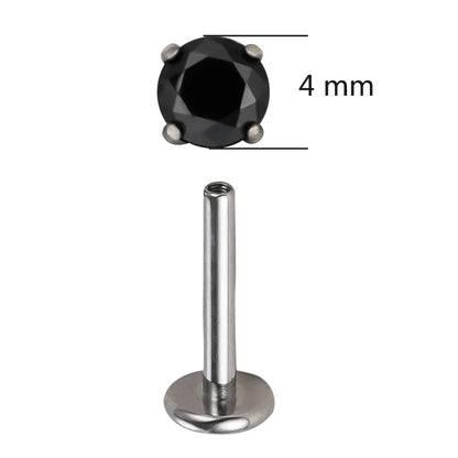 ASTM F136 Titanium CZ Labret Stud Earrings for Ear, Lip & Nose Piercings