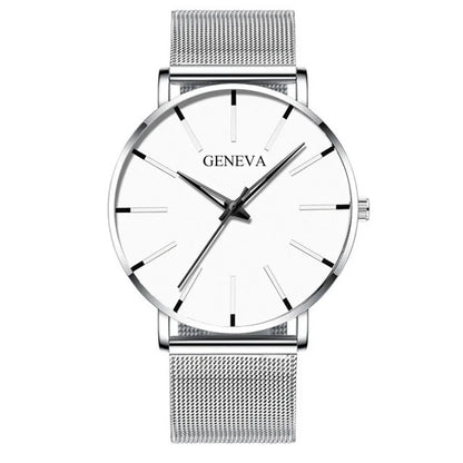 Men’s Luxury Quartz Watch – Fashion Slim Mesh Steel Waterproof Sport & Casual Wristwatch
