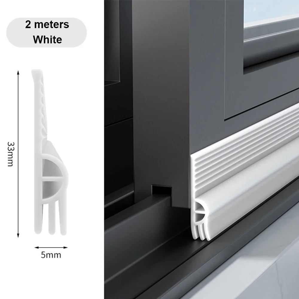 Self-Adhesive TPE Window Sealing Strip Tape – Flexible Triple Soundproof Insulation for Sliding Windows, Wind & Cold Protection