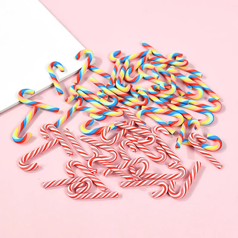 10/30/50pcs Mini Candy Cane Ornaments – Red & White Resin DIY Christmas Decorations for Home & New Year 2025