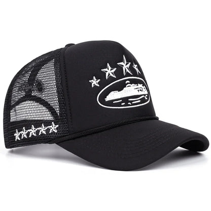 Unisex Print Mesh Trucker Cap - Hip Hop Streetwear Snapback Hat with Breathable Sunshade Design