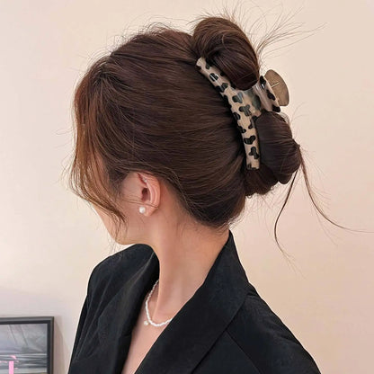 Large Acrylic Dragon Bone Hair Clip - French-Style Polka Dot Shark Hair Claw for Women