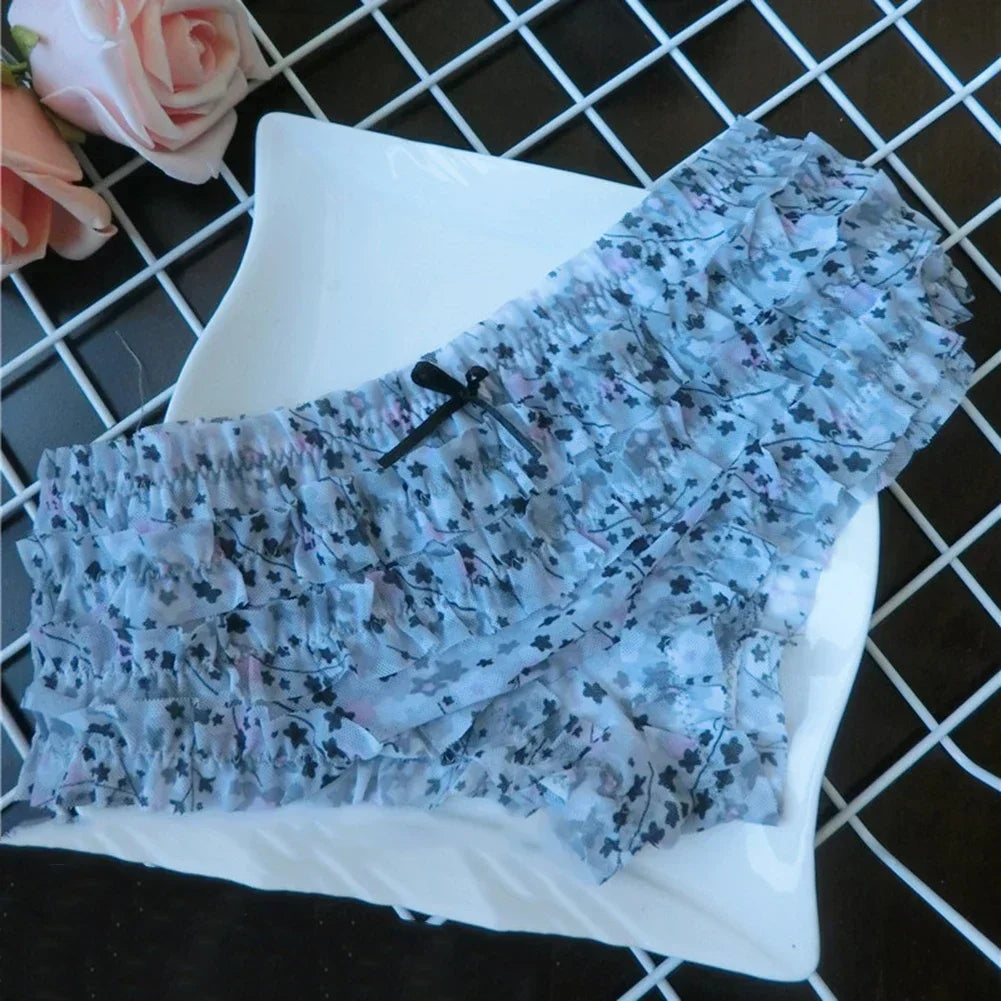 Sweet Women’s Lace Panties — Polka Dot & Flower Mesh Low Waist Briefs, Breathable Cozy Underwear