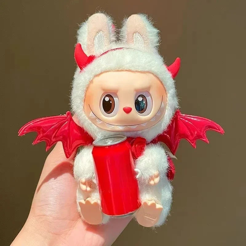 Labubu Little Angel Doll Clothes – Pink, White & Green Rabbit Plush Cotton Outfit Set