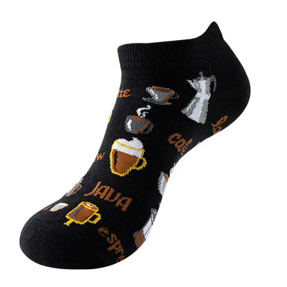 40-Style Colorful Cotton Ankle Socks – Fashion Novelty Short Socks for Men & Women, Funny Animal, Food & Avocado Casual Designs