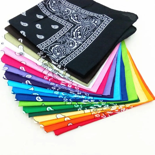 Unisex Cotton Bandana – Paisley Cowboy & Biker Headband, Wrist Wrap & Hair Scarf for Men & Women