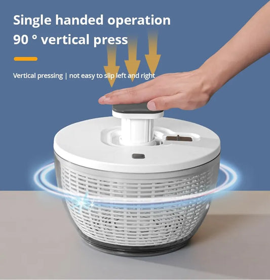 Large Capacity Press-Type Vegetable & Fruit Dehydrator — Household Kitchen Dryer with Salad Drain Basket