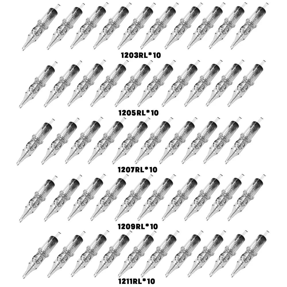 20/50PCS Transparent Tattoo Cartridge Needles — Disposable Sterilized RL RS M1 CM for Tattoo Machine Pen