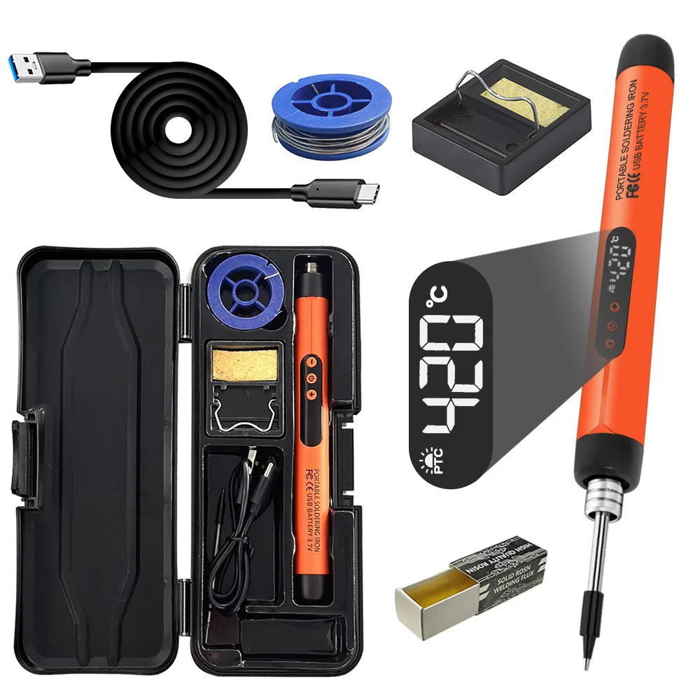 USB Wireless Digital Soldering Iron Kit – Cordless Electric Pen with Adjustable 300–450℃ Temperature