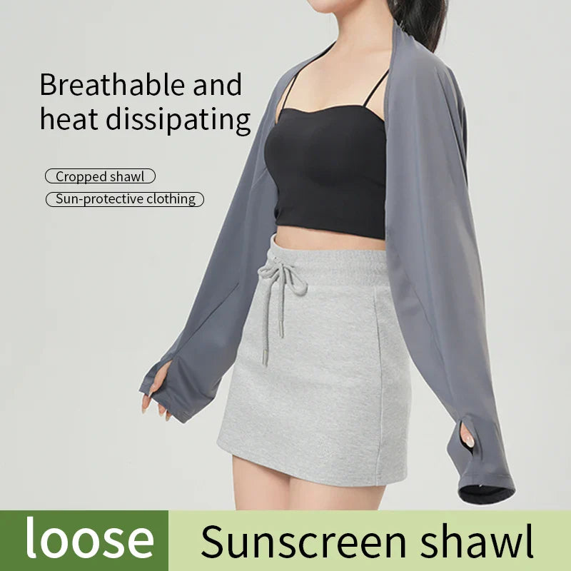 Women’s UPF Sun Protection Shawl – Breathable Cooling Shrug with Thumb Holes Loose Dolman Sleeve Cover for Travel & Outdoor Use