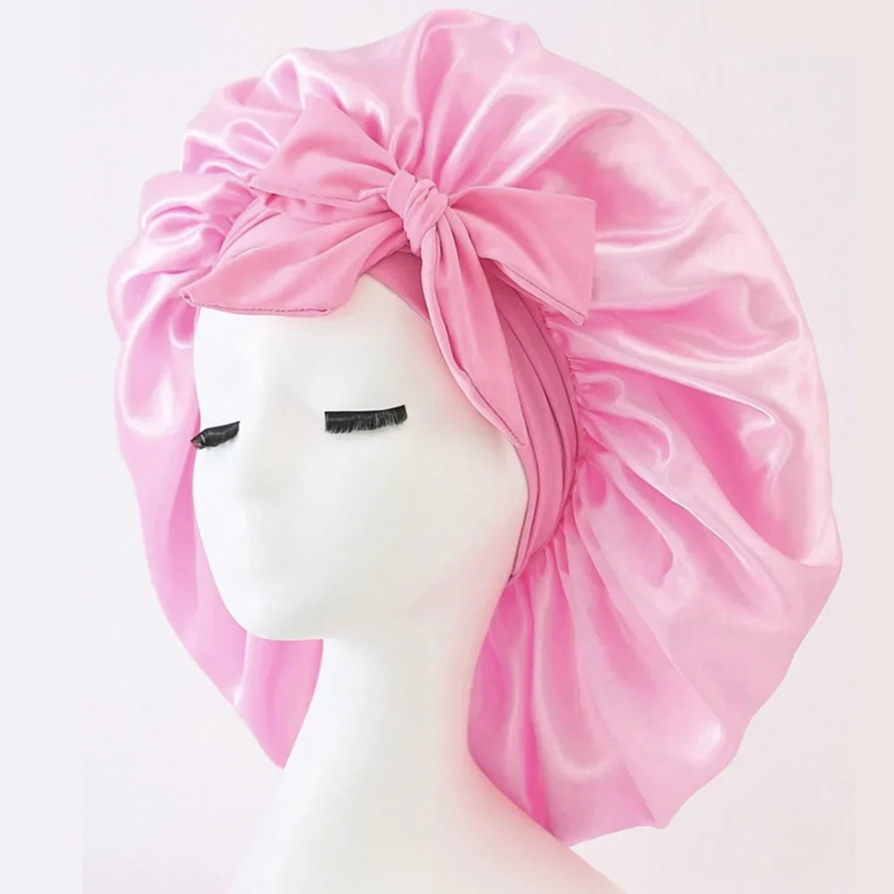 Satin Silk Bonnet – Adjustable Sleeping Hair Bonnet with Tie Band for Women & Men