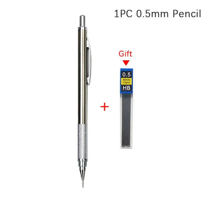 Full Metal Mechanical Pencil Set — 0.3–2.0mm Automatic Pencils for Art, Drawing & School