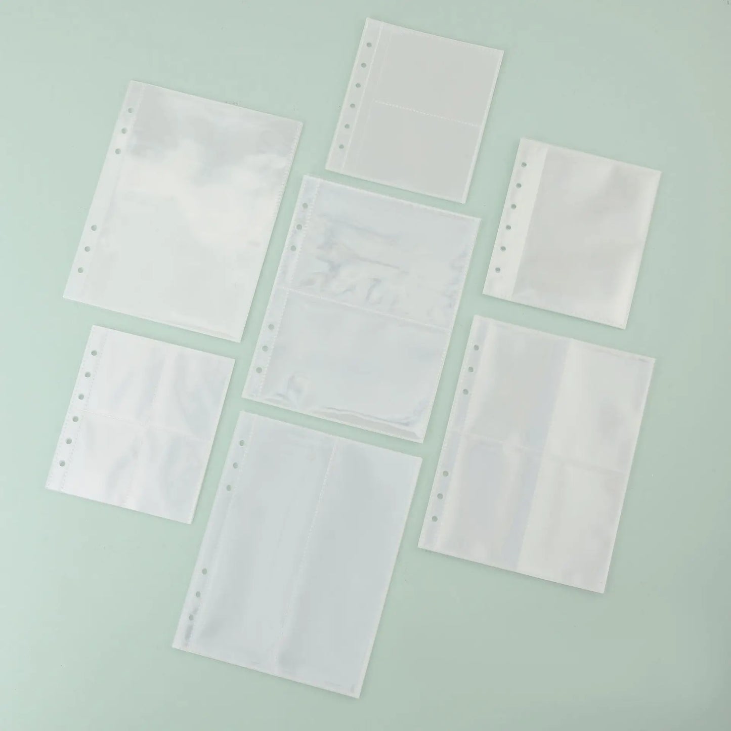 A5/A6/A7 Transparent File Holder Set – 10pcs 6-Hole Loose Leaf PVC Binder for DIY Document Storage