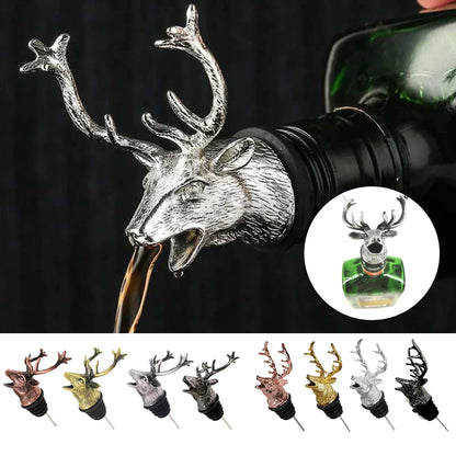 Zinc Alloy Wine Dispenser with Deer/Elk/Lion Head - Silver Wine Pourer and Extractor for Jagermeister, Bar Accessories