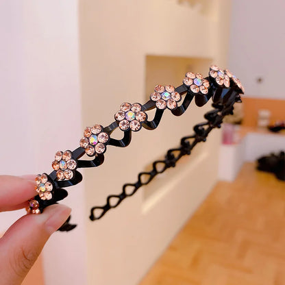 New Non-slip Rhinestone Headbands – Solid Wave Hairbands for Women & Girls, Bezel Fashion Hair Hoop, Boutique Hair Accessories