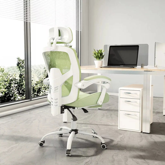 Ergonomic Reclining High Back Mesh Chair - Rocking Gaming & Computer Desk Chair with Lumbar Support Pillow and Swivel Rolling Base