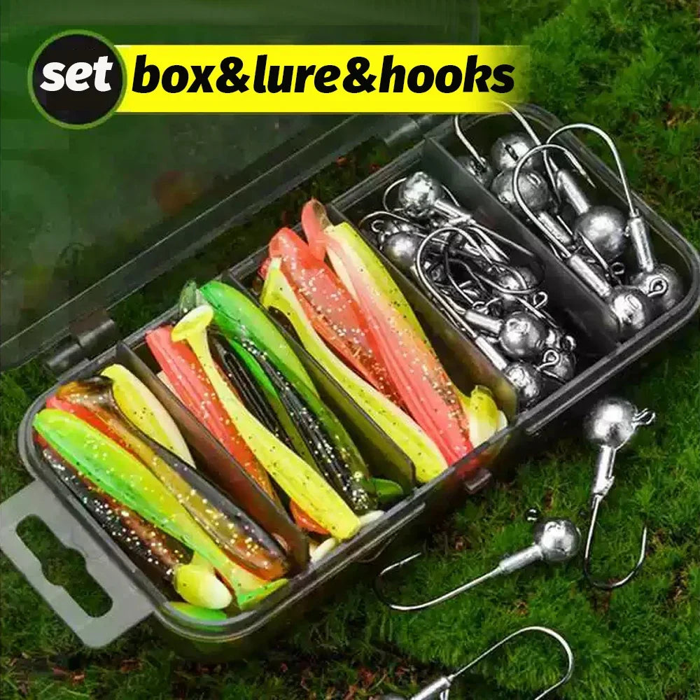 50PCS Metal Jig Fishing Lure Set – Soft & Sinking Swimbaits 3g–14g (5.5–10cm) Jigging Head Hooks in Tackle Box for Bass Fishing