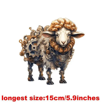 15cm Kids Steampunk Lion Iron-On Patch – Animal Heat Transfer Sticker for DIY Clothing, Apparel & Fabric Decoration Print