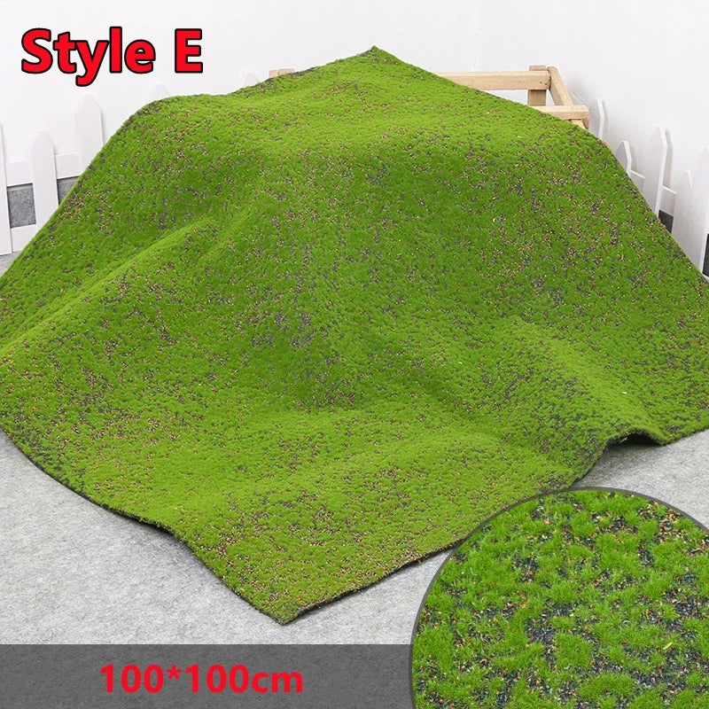 100×100cm Artificial Moss Lawn Carpet - Realistic Green Landscape Decor for Home, Weddings & Events