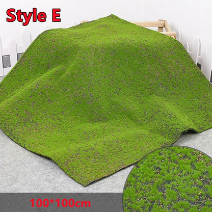 100×100cm Artificial Moss Lawn Carpet - Realistic Green Landscape Decor for Home, Weddings & Events